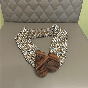 Beaded Stretch Belt with Wooden  Closure